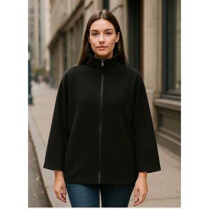 Marc New York Andrew Marc Black Fleece Cape Jacket Medium Minimalist Chic